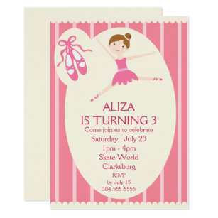 Pink Tutu Ballerina Birthday Party Invitation