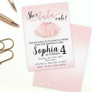 Pink tutu ballet ballerina birthday invitation