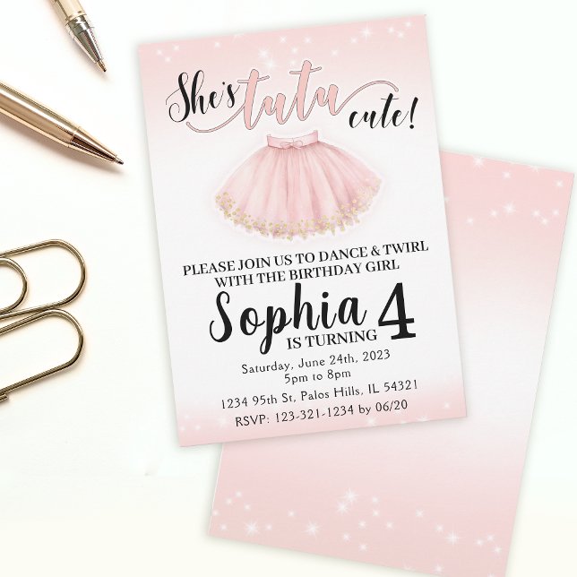 Pink tutu ballet ballerina birthday invitation (Creator Uploaded)