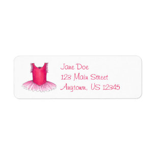 Pink Tutu Ballet Dancer Ballerina Dance Recital Return Address Label