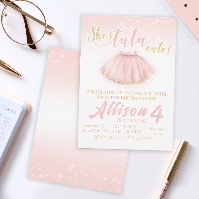 Pink tutu birthday invitation Ballerina invitation (Creator Uploaded)