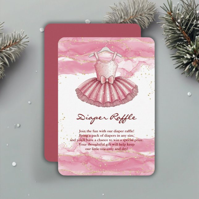 Pink Tutu Gold Glitters Baby Shower Enclosure Card (Creator Uploaded)