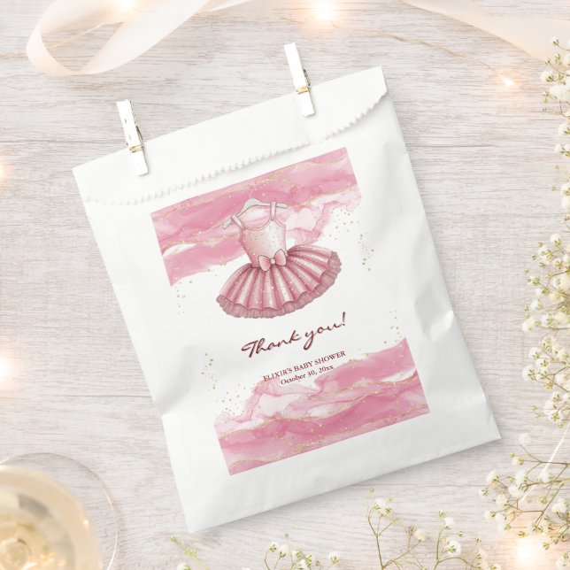 Pink Tutu Gold Glitters Baby Shower Favour Bag (Clipped)