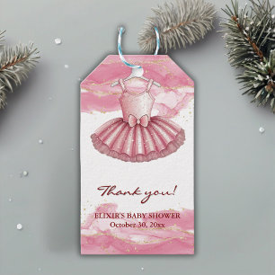 Pink Tutu Gold Glitters Baby Shower Gift Tags
