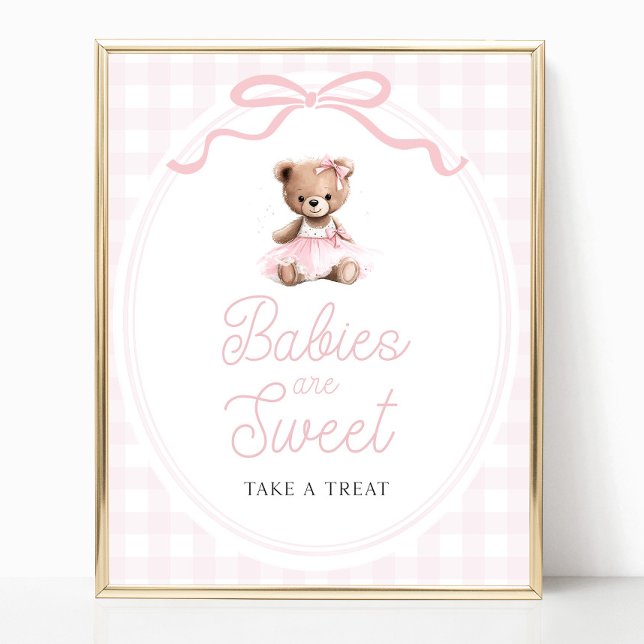 Pink Tutu Teddy Bear Baby Shower Sweets Table Sign (Creator Uploaded)