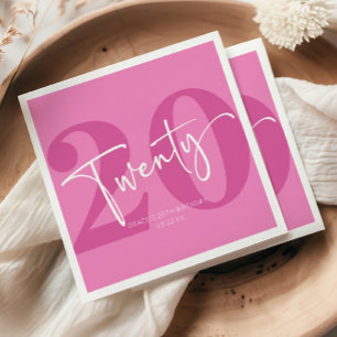 Pink Twenty 20th Twentieth Birthday Party Napkin