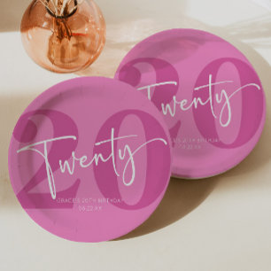 Pink Twenty 20th Twentieth Birthday Party Paper Plate