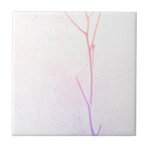 Pink Twig White Concrete Texture Ceramic Tile