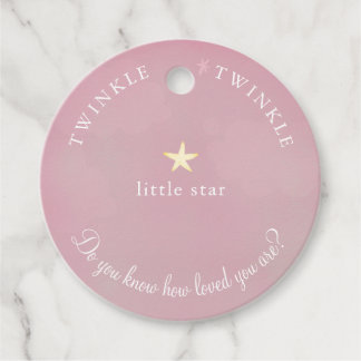 Pink Twinkle Little Star Baby Shower Birthday Favour Tags