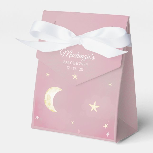 Pink Twinkle Little Star Sky Baby Shower Favour Box (Front Side)