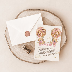Pink Twins Bear Balloons Bearly Wait Book Request Enclosure Card
