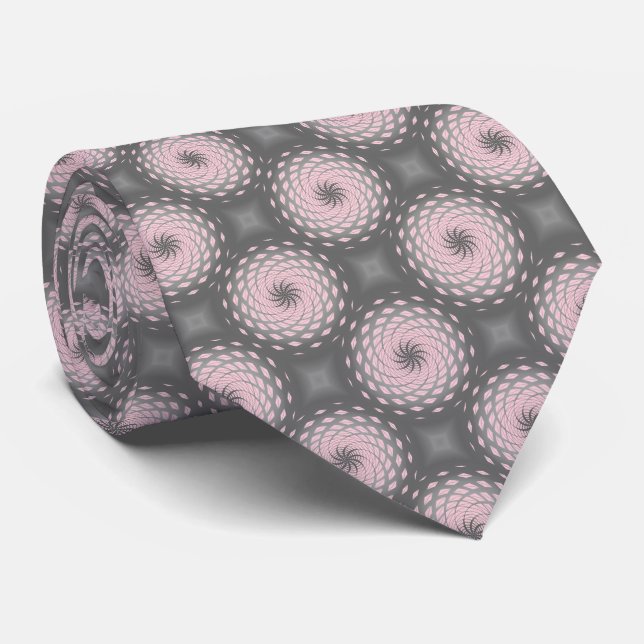 Pink Twirl Pattern Dot Tie (Rolled)