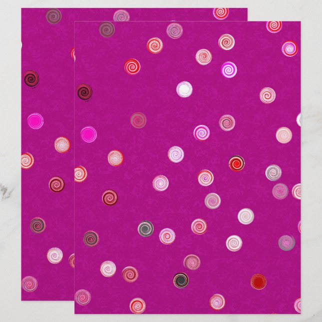 Pink Twisty Polka Dot Spiral 2-Sided Scrap Paper (Front/Back)