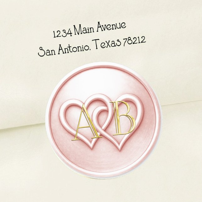 Pink Two Hearts Intertwined Monogram Wedding Classic Round Sticker (Creator Uploaded)
