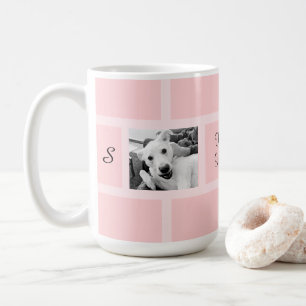 Pink Two Photo Modern Square Design Funny Dog Coffee Mug