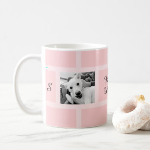 Pink Two Photo Modern Square Design Funny Dog Coffee Mug