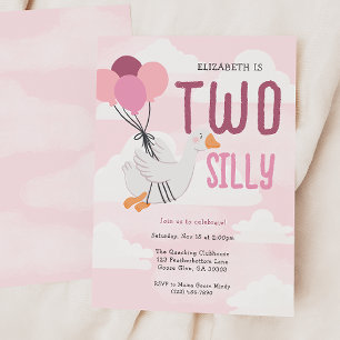 Pink Two Silly Goose 2nd Birthday Invitation