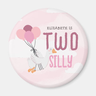 Pink Two Silly Goose 2nd Birthday Party Favour Magnet