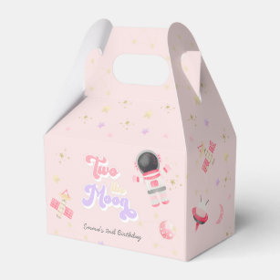 Pink Two the Moon Space Birthday  Favour Box