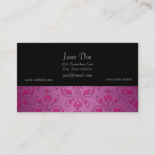 Pink Two Tone Damask Pattern Business Card