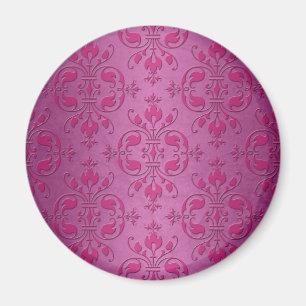 Pink Two Tone Damask Pattern Magnet