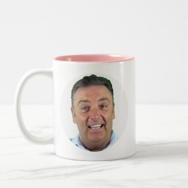 PINK Two-Tone Photo Mug - Round Frame Custom Mug (Left)