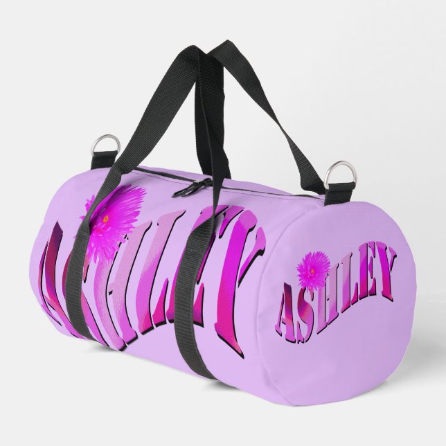 Pink Two Toned Ashley Name, Duffle Bag (Left Corner)