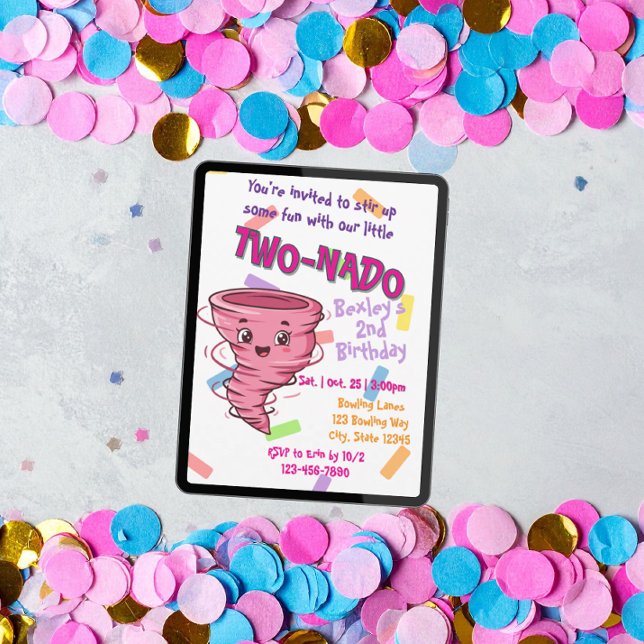 Pink TwoNado, 2nd birthday invitation (Creator Uploaded)