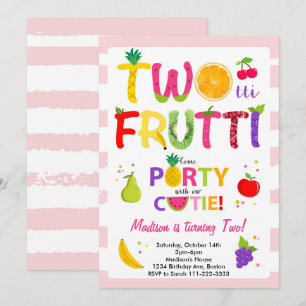Pink Twotti Frutti Girls 2nd Birthday Invitation