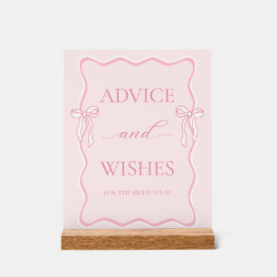 Pink Tying the knot Bridal Shower Advice & Wishes Acrylic Sign
