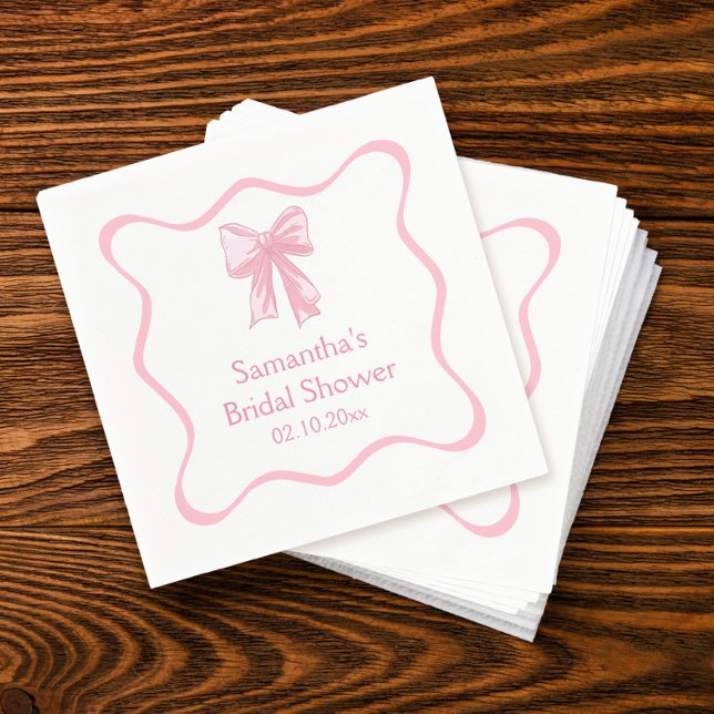 Pink Tying the knot Bridal Shower Bow  Napkin (Creator Uploaded)