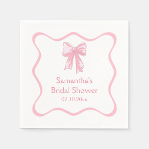 Pink Tying the knot Bridal Shower Bow Napkin