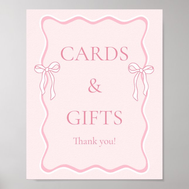 Pink Tying the knot Bridal Shower Cards & Gifts Poster (Front)