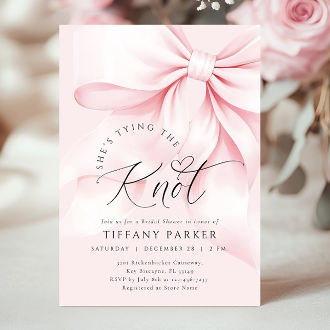 Pink Tying the Knot Bridal Shower Invitation (Creator Uploaded)