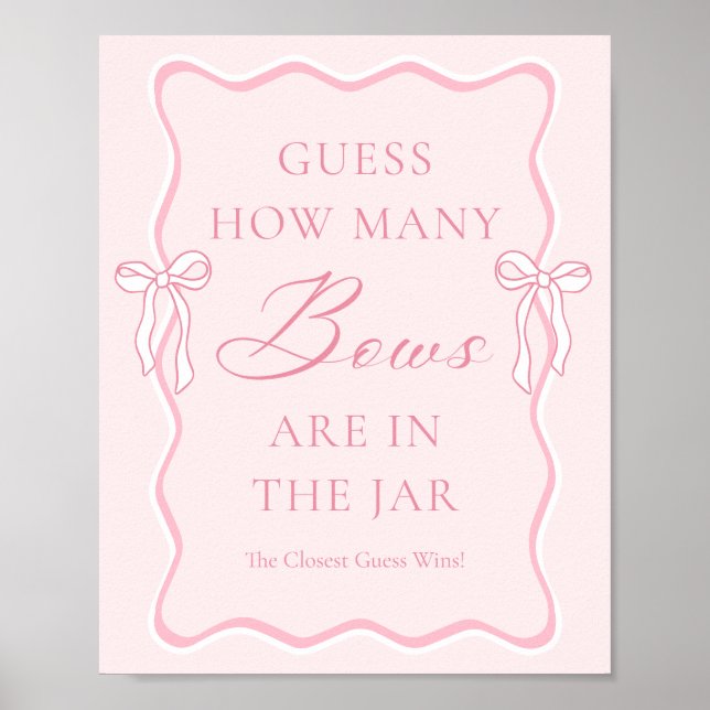 Pink Tying the Knot Guess How Many Bows Poster (Front)