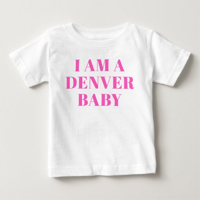 Pink Typography Denver Baby Clothing T-Shirt (Front)