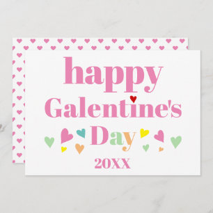 Pink typography Happy Galentines Day Holiday Card