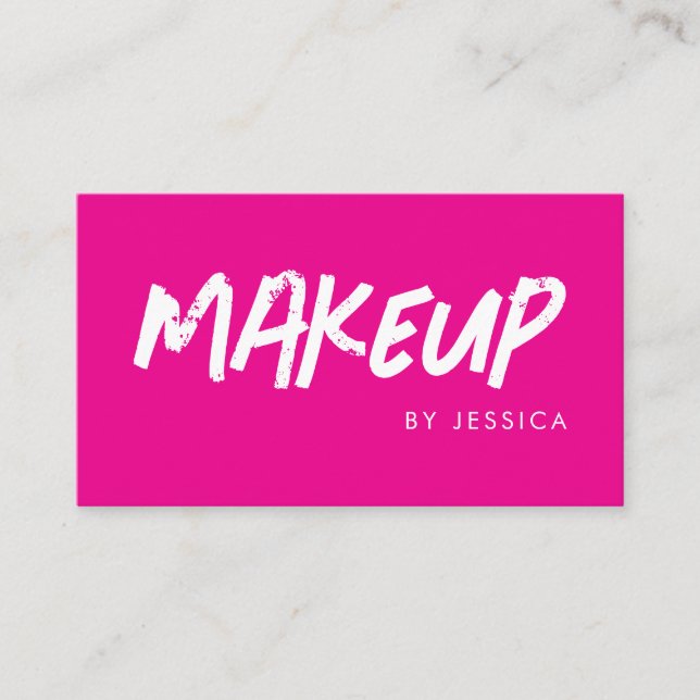 Pink Typography Makeup  Business Card (Front)