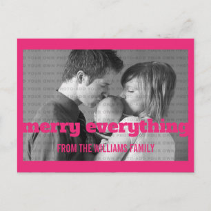 Pink Typography Merry Everything Photo Postcard