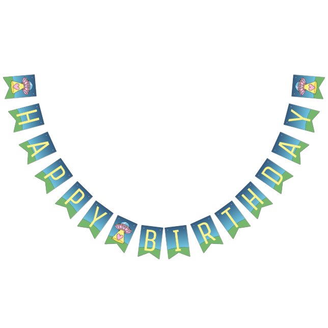 Pink UFO Alien Happy Birthday Bunting (All)