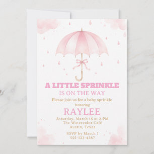 Pink Umbrella Baby Sprinkle Invitation