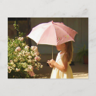 Pink Umbrella Girl Post Card