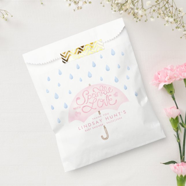Pink Umbrella Sprinkle Baby Shower Favour Bag (Sealed)