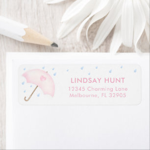 Pink Umbrella Sprinkle Return Address Label