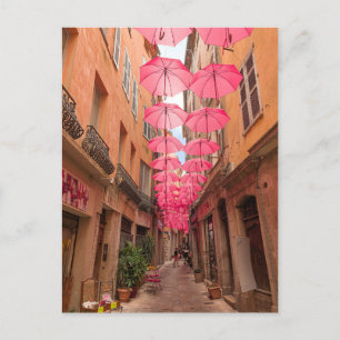 Pink Umbrellas in Grasse French Riviera in France Postcard