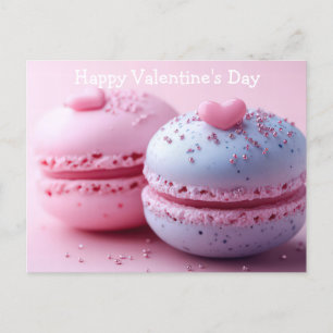Pink und Violete Macarones mit Herzen Valentinstag Postcard