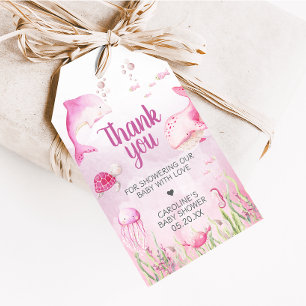 Pink Under the Sea Baby Shower Favor Tags