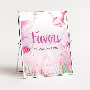 Pink Under the Sea Baby Shower Favors Sign