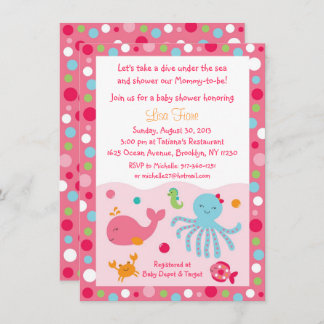 Pink Under the Sea Baby Shower Invitation