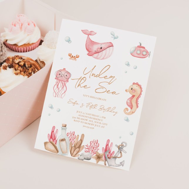 Pink Under the Sea Birthday Invitation  (Creator Uploaded)